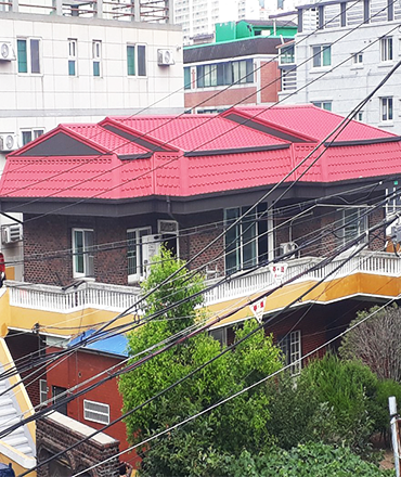 지붕개량,파주지붕공사,지붕공사,포스코강판,포스코칼라강판,칼라강판,징크,리얼징크,옥상방수,옥탑공사,현대강판,현대상사